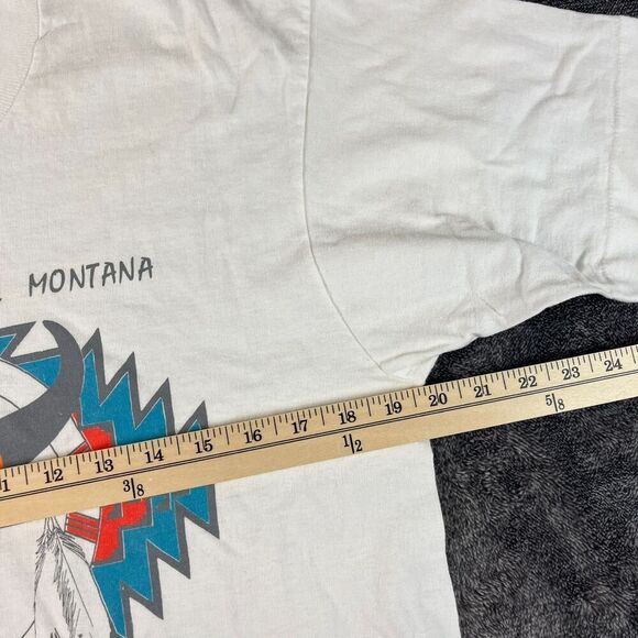 Vtg Fruit Of The Loom Montana Aztec Southwestern T-Shirt Single Stitch Bull L - Picture 6 of 10